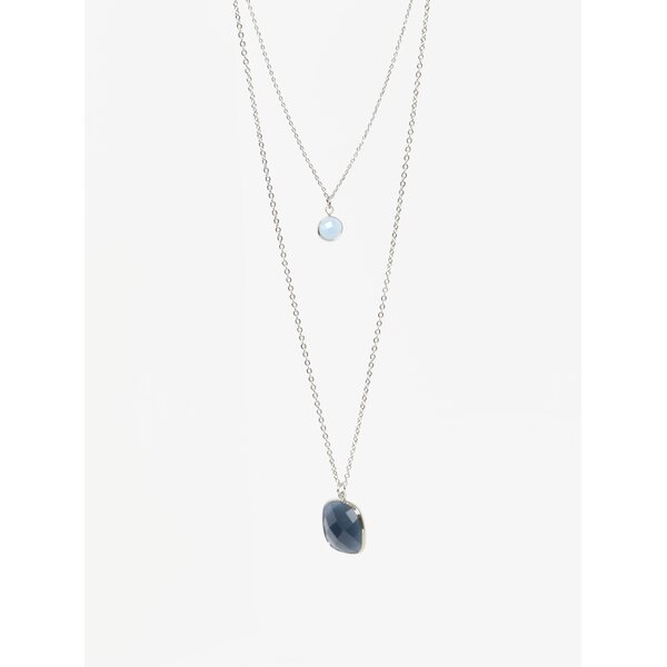 Colier cu pandantiv dublu bleumarin&bleu din piatra Pieces Marley