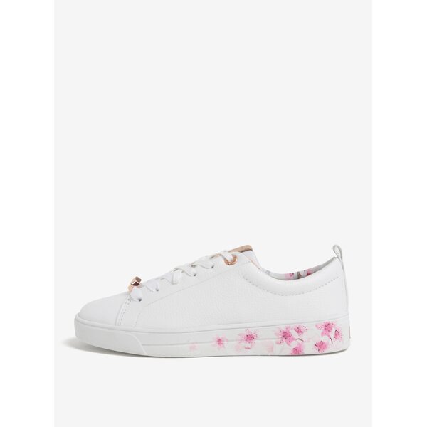 Tenisi albi din piele naturala cu print floral - Ted Baker Kellei P