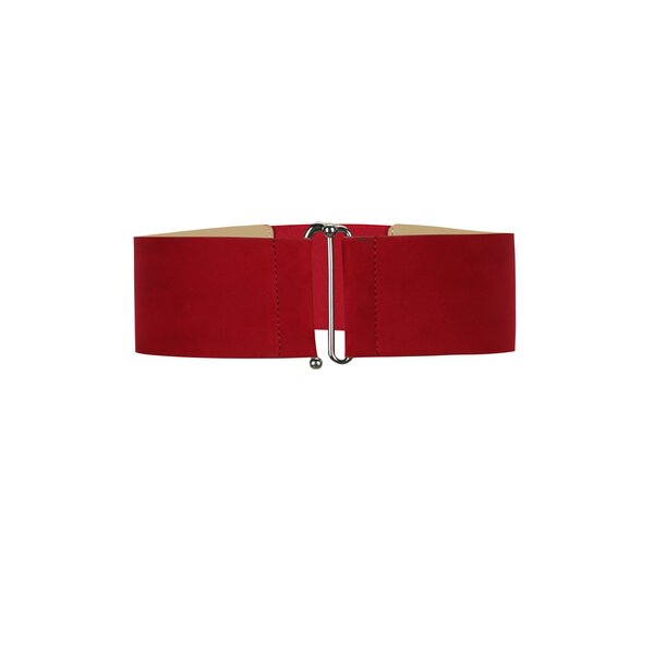 Curea rosie lata cu aspect de piele intoarsa - Pieces Monia