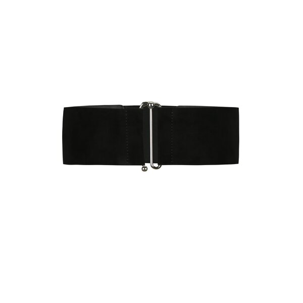 Curea neagra lata cu aspect de piele intoarsa - Pieces Monia