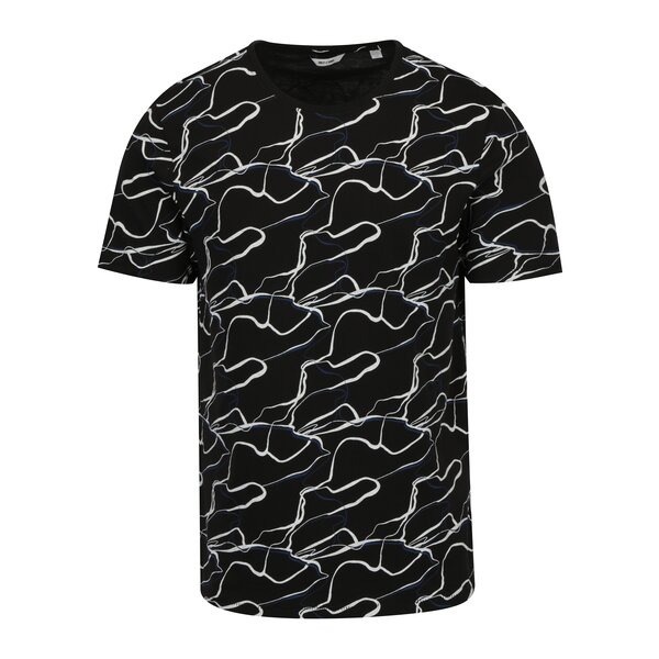 Tricou negru din bumbac cu print abstract - ONLY & SONS Scott