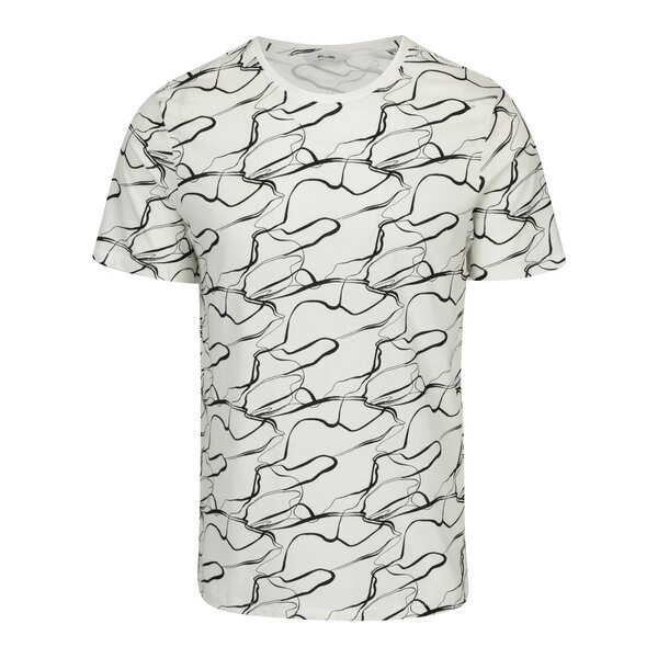 Tricou alb din bumbac cu print abstract - ONLY & SONS Scott