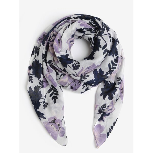 Esarfa lunga alba cu print floral - Pieces Inata