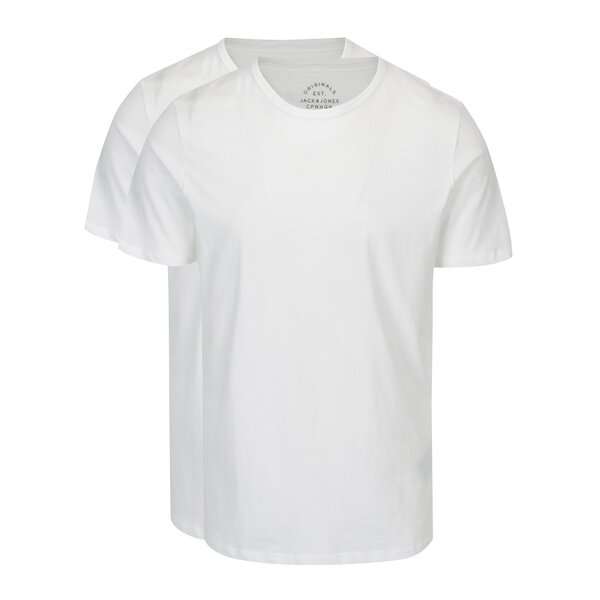 Set de 2 tricouri basic albe Jack & Jones Basic