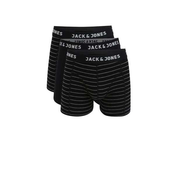 Set de 3 perechi de boxeri negri in dungi Jack & Jones Classic