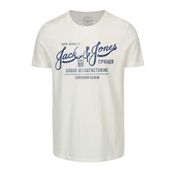 Tricou crem din bumbac cu print - Jack & Jones Slack
