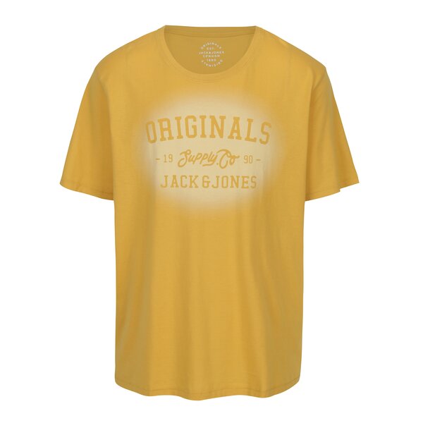 Tricou galben mustar cu print Jack & Jones Stencild