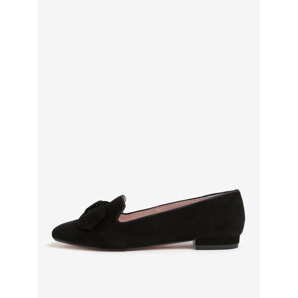 Mocasini negri din piele intoarsa cu funda Dune London Softy