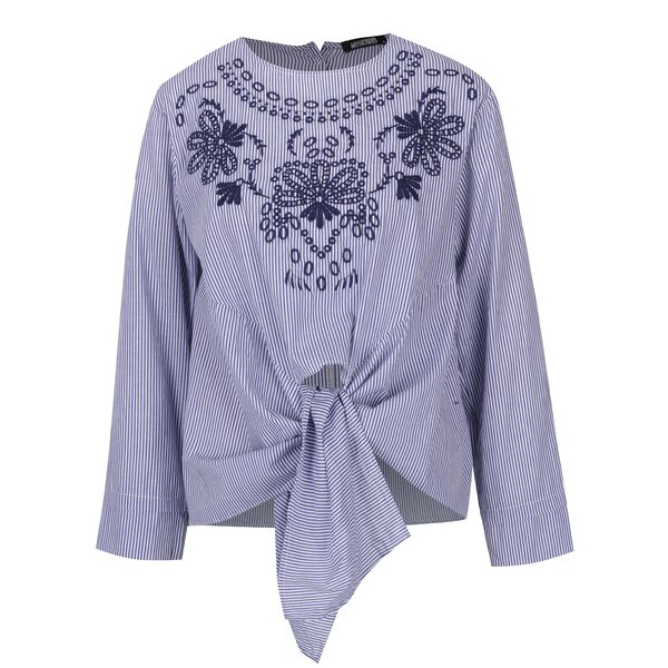 Bluză albastră cu dungi și broderie Haily´s Nora