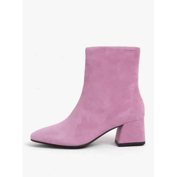 Botine roz din piele intoarsa cu toc - Vagabond Alice