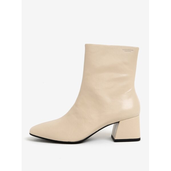 Botine crem din piele cu toc - Vagabond Alice