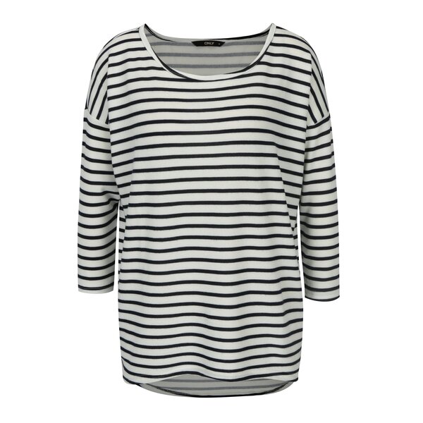 Bluza asimetrica cu dungi crem & bleumarin - ONLY Elcos