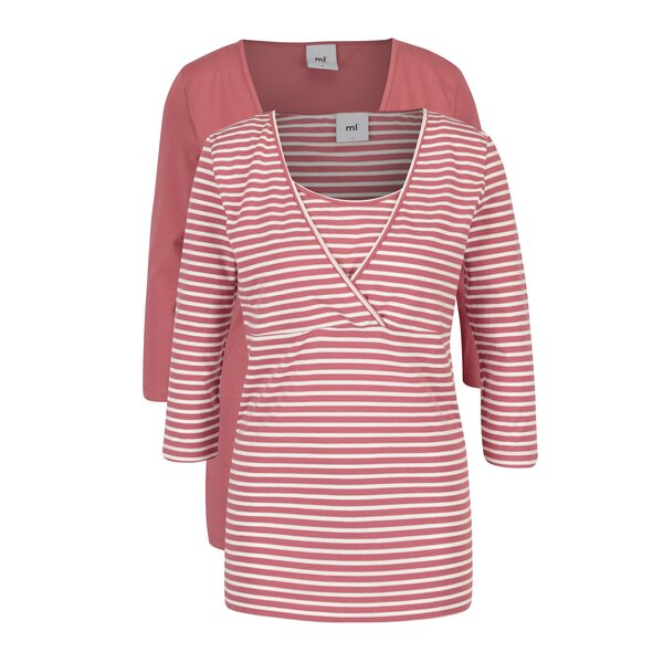 Set de 2 bluze pentru alaptare roz & crem - Mama.licious Lea