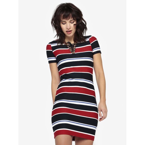 Rochie albastra in dungi cu siret Desigual Dreams