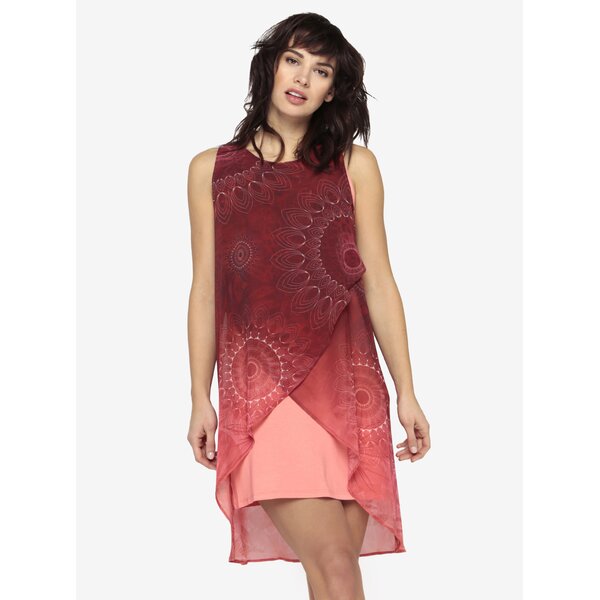 Rochie suprapusa bordo cu print ornamental Desigual Osvaldo