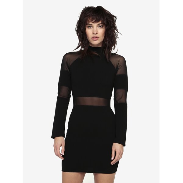 Rochie neagra cu detalii transparente din plasa MISSGUIDED