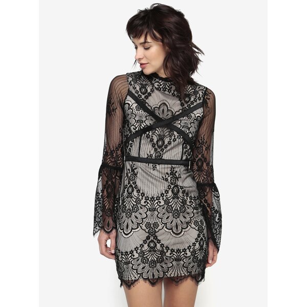 Rochie din dantela neagra cu maneci clopot MISSGUIDED
