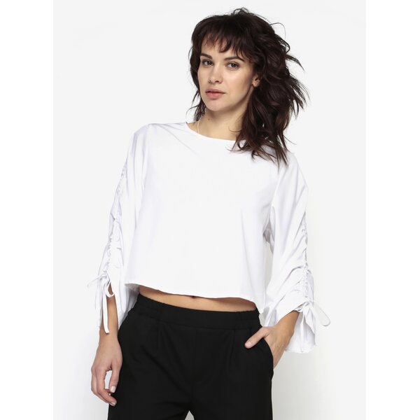Bluza alba cu incretituri pe maneci MISSGUIDED