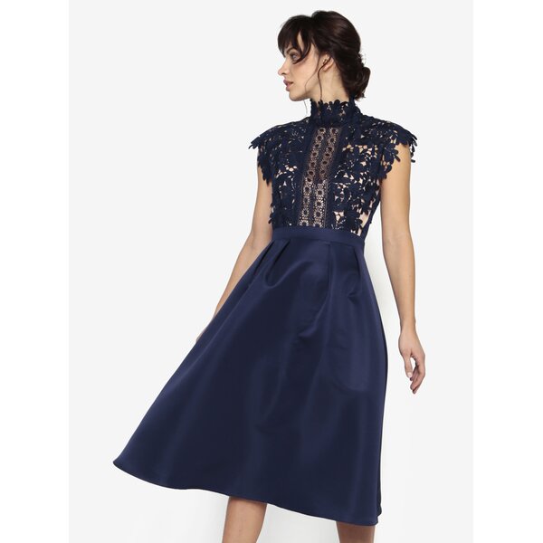 Rochie bleumarin cu broderie - Little Mistress