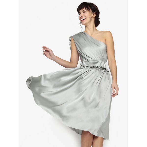 Rochie asimetrica verde deschis cu volane discrete - Little Mistress