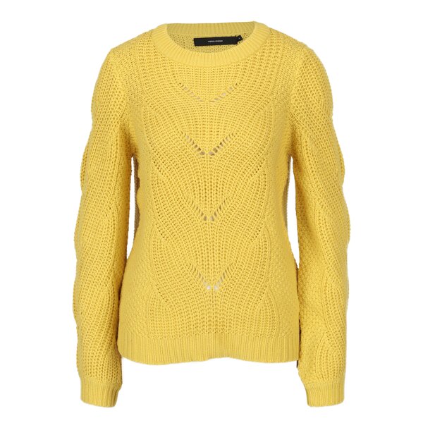 Pulover galben cu model impletit VERO MODA Wishi
