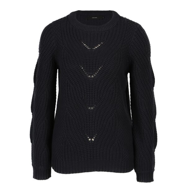 Pulover bleumarin cu model impletit VERO MODA Wishi
