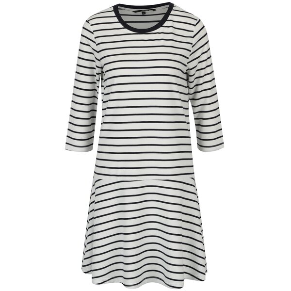 Rochie alba cu model in dungi si maneci 3/4 - VERO MODA nira
