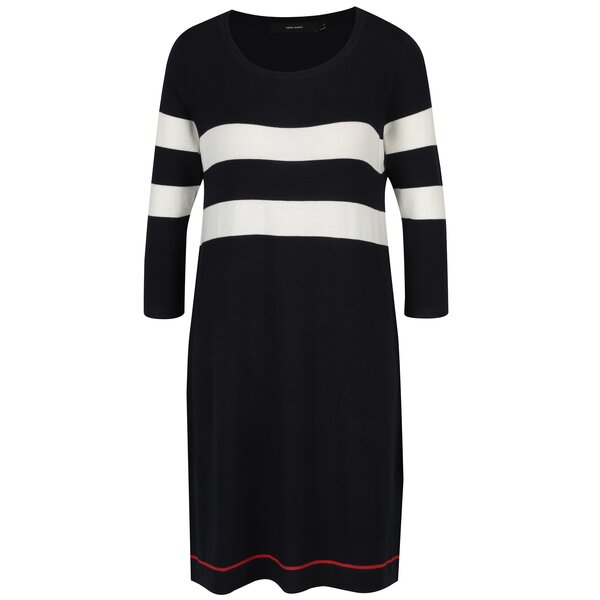 Rochie - pulover bleumarin cu dungi si maneci 3/4 - VERO MODA Lacole