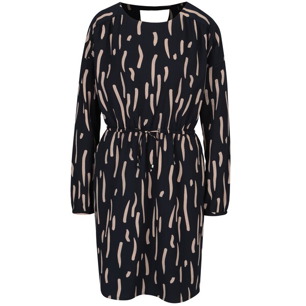 Rochie bleumarin cu print abstract si snur in talie - VERO MODA Bali