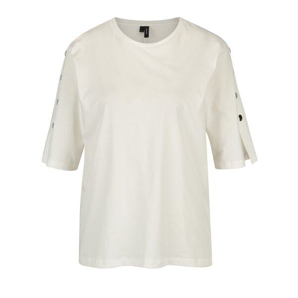 Tricou alb cu aplicatii pe maneci - VERO MODA Jane