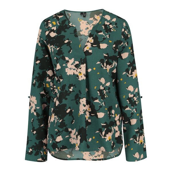 Bluza asimetrica verde inchis cu print floral - VERO MODA Bali