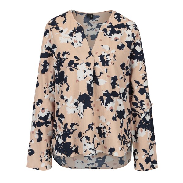 Bluza asimetrica nude cu print floral - VERO MODA Bali