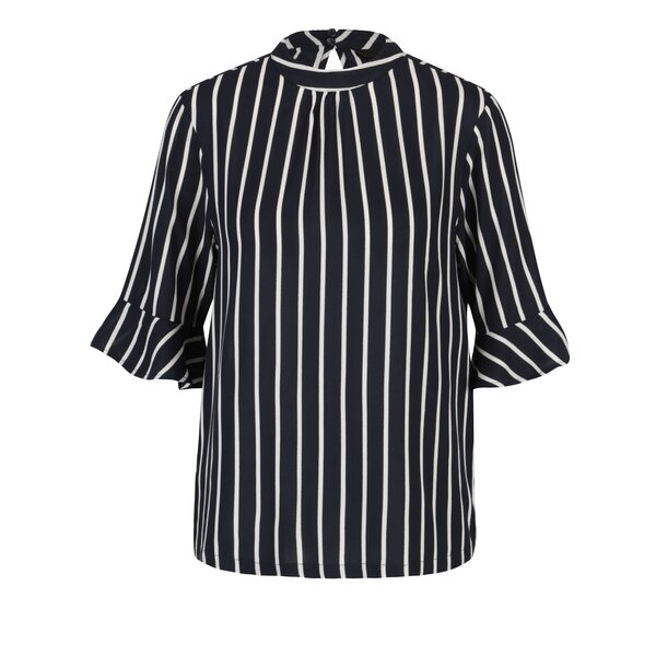Bluza bleumarin cu dungi crem si volane la maneci - VERO MODA Nicky