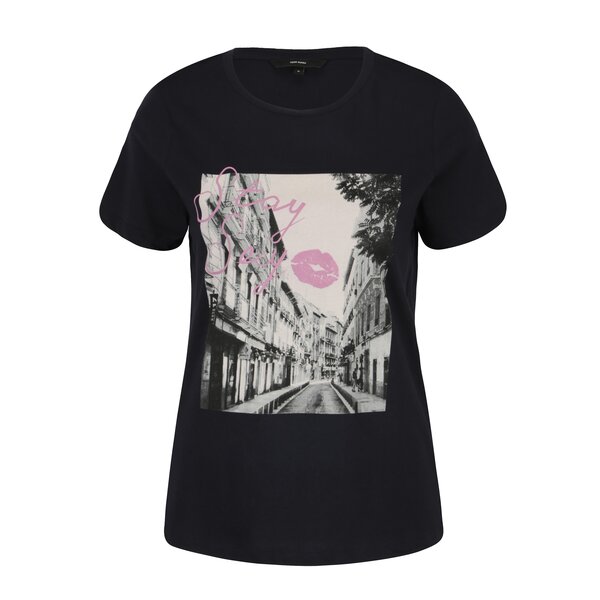 Tricou din bumbac bleumarin cu print - VERO MODA Nelik