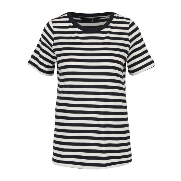 Tricou negru cu dungi crem - VERO MODA Nia
