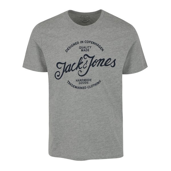 Tricou gri melanj cu print - Jack & Jones New Raffa