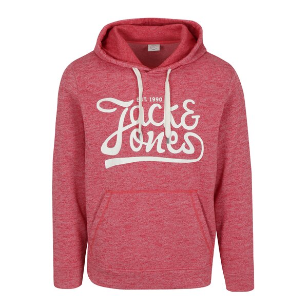 Hanorac rosu cu print si buzunar kangaroo - Jack & Jones Panther