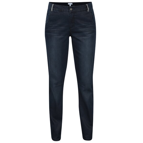 Blugi regular fit bleumarin cu aspect stralucitor Gina Laura