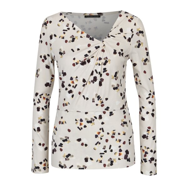 Bluza crem cu print abstract si nod decorativ Pietro Filipi