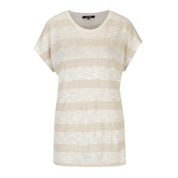 Tricou crem melanj cu model in dungi - Yest
