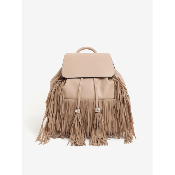 Rucsac bej cu franjuri Miss Selfridge