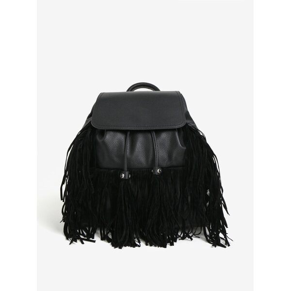 Rucsac negru cu franjuri Miss Selfridge