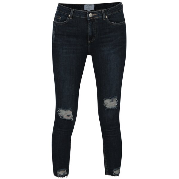 Blugi super skinny bleumarin cu aspect deteriorat Miss Selfridge Petites