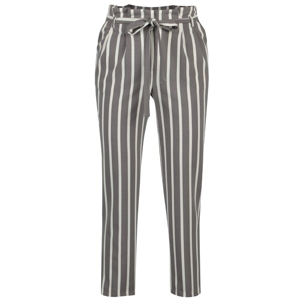 Pantaloni gri&crem in dungi Miss Selfridge
