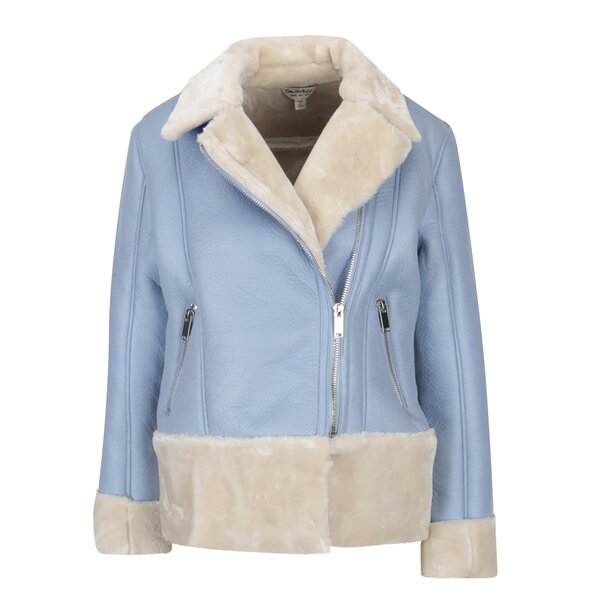 Geaca bleu cu blana artificiala Miss Selfridge