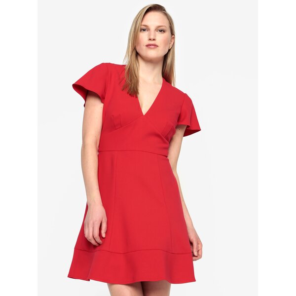 Rochie scurta rosie cu decolteu in V - French Connection Whisper