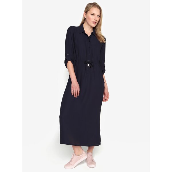 Rochie maxi bleumarin cu buzunare si nasturi - French Connection Cecil