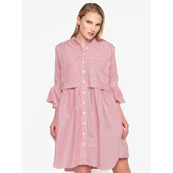 Rochie oversized rosie cu dungi crem si buzunare - French Connection Summer
