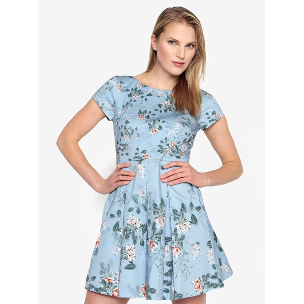 Rochie albastra cu print floral si pliseuri - French Connection Kioa