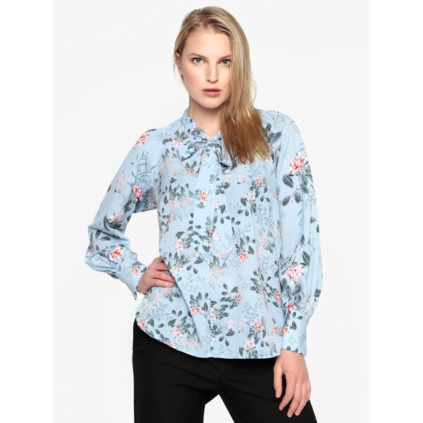 Bluza albastra cu print floral si funda - French Connection Kioa